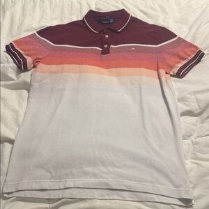 J. Lindeberg - Burgundy and Orange Gradient Polo Shirt - Medium